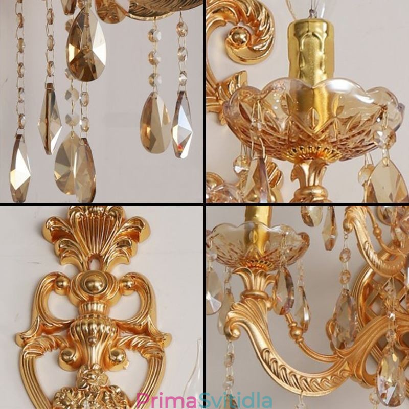 Luxusní křišťálové svítidlo European Wall Light Zinek Alloy Five Light Aisle