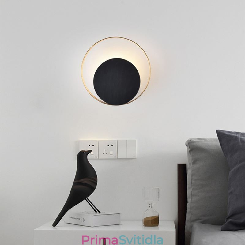 Moderní nástěnné svítidlo Černé kruhové nástěnné svítidlo Creative Lamp Noční osvětlení