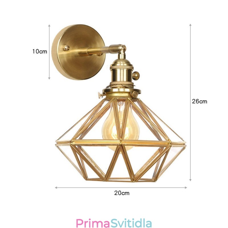 Moderní nástěnné svítidlo se skleněným stínidlem