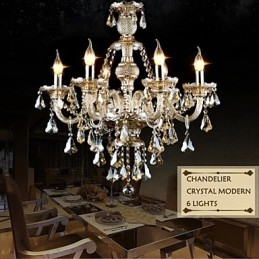 Lustr Cognac Barva Crystal Moderní 6 světel současné sklo