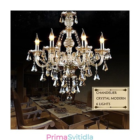Lustr Cognac Barva Crystal Moderní 6 světel současné sklo Lustr Cognac Barva Crystal Moderní 6 světel současné sklo