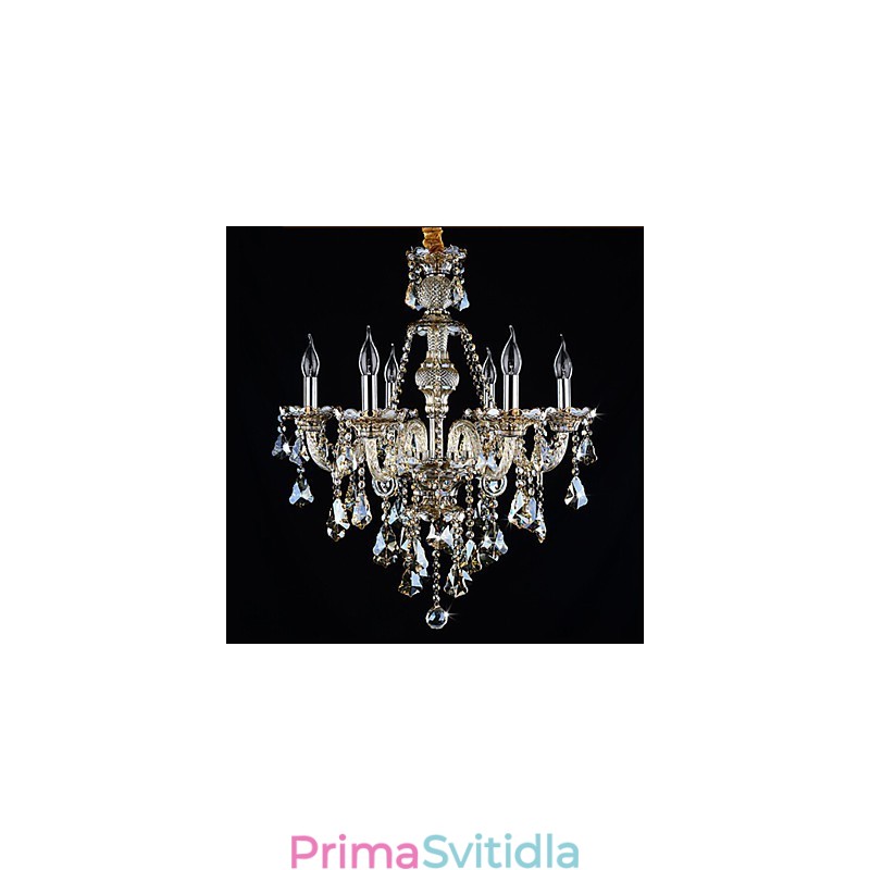 Lustr Cognac Barva Crystal Moderní 6 světel současné sklo