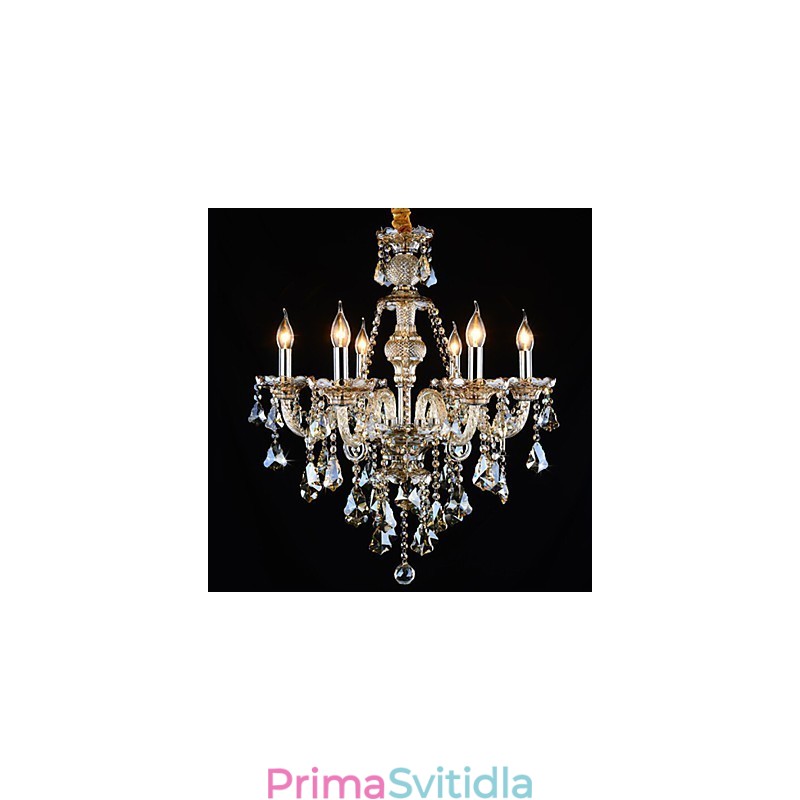 Lustr Cognac Barva Crystal Moderní 6 světel současné sklo