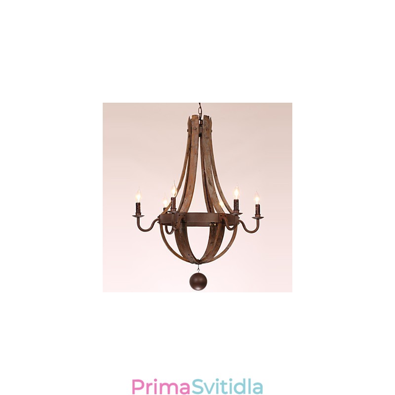 Lustr 6 světel Vintage Retro Country Living Jídelna Garáž Kov