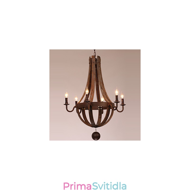 Lustr 6 světel Vintage Retro Country Living Jídelna Garáž Kov