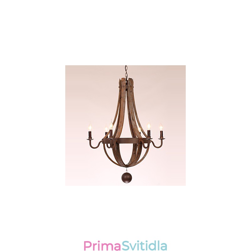 Lustr 6 světel Vintage Retro Country Living Jídelna Garáž Kov
