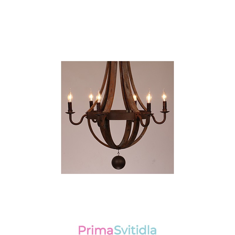 Lustr 6 světel Vintage Retro Country Living Jídelna Garáž Kov