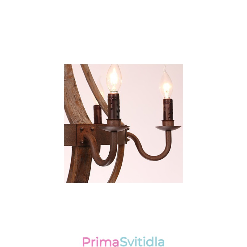 Lustr 6 světel Vintage Retro Country Living Jídelna Garáž Kov