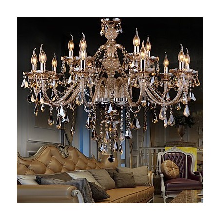 Lustr Crystal Cognac Barva Luxusní Moderní 2 Tiers Living 15 Lights Lustr Crystal Cognac Barva Luxusní Moderní 2 Tiers Living 15 Lights