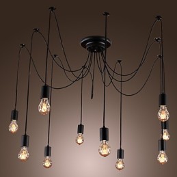 Lustr Vintage Design Žárovky zahrnuty Living 10 světel Závěsné světlo