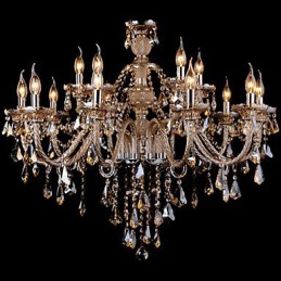 Lustr Crystal Cognac Barva Luxusní Moderní 2 Tiers Living 15 Lights