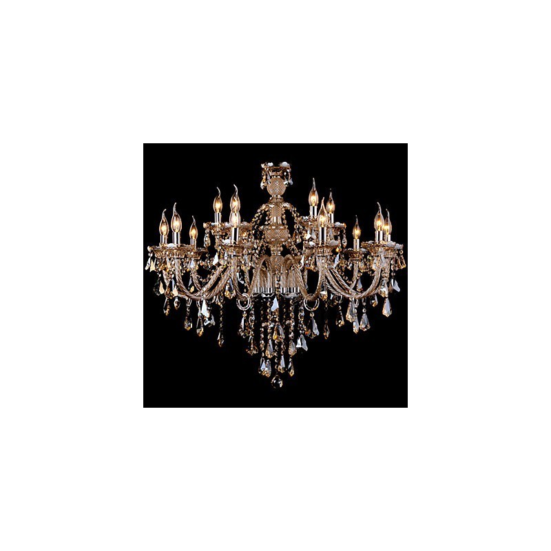 Lustr Crystal Cognac Barva Luxusní Moderní 2 Tiers Living 15 Lights