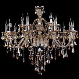 Lustr Crystal Cognac Barva Luxusní Moderní 2 Tiers Living 15 Lights