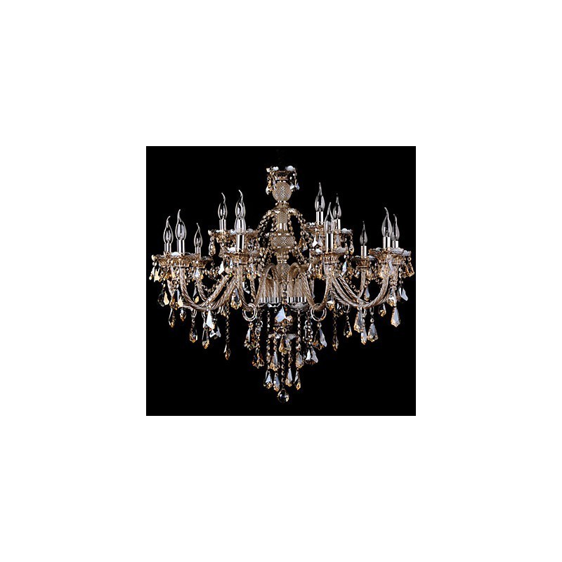 Lustr Crystal Cognac Barva Luxusní Moderní 2 Tiers Living 15 Lights