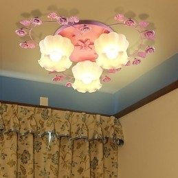 Creative Lamp Lamp Smluvní venkovské sladké růžové růže 3 Absorb Dome Light