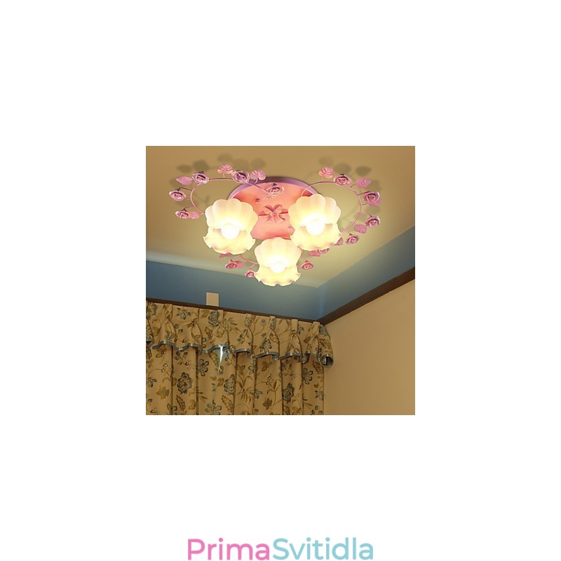 Creative Lamp Lamp Smluvní venkovské sladké růžové růže 3 Absorb Dome Light
