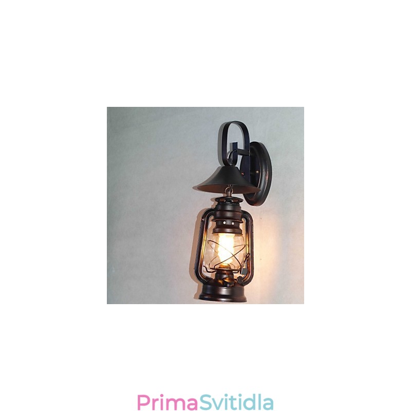 Vintage nástěnná lampa z černého kovu s jedním světlem