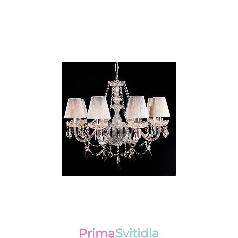 Lustr Crystal Luxury Modern Living 8 světel s látkovým stínidlem