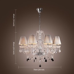 Lustr Crystal Luxury Modern Living 8 světel s látkovým stínidlem