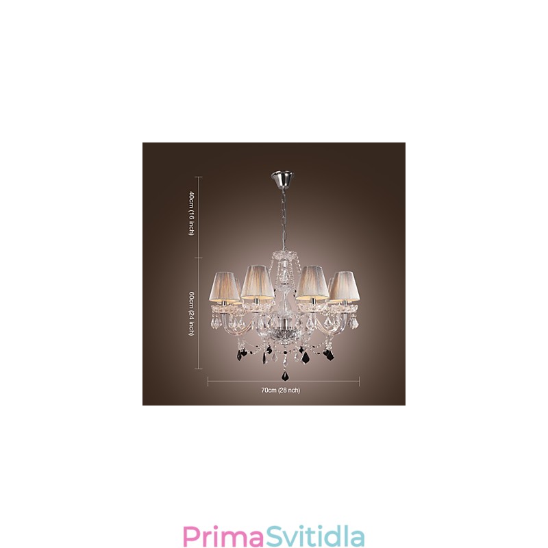 Lustr Crystal Luxury Modern Living 8 světel s látkovým stínidlem