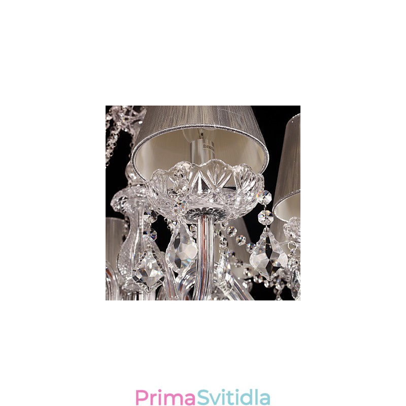 Lustr Crystal Luxury Modern Living 8 světel s látkovým stínidlem