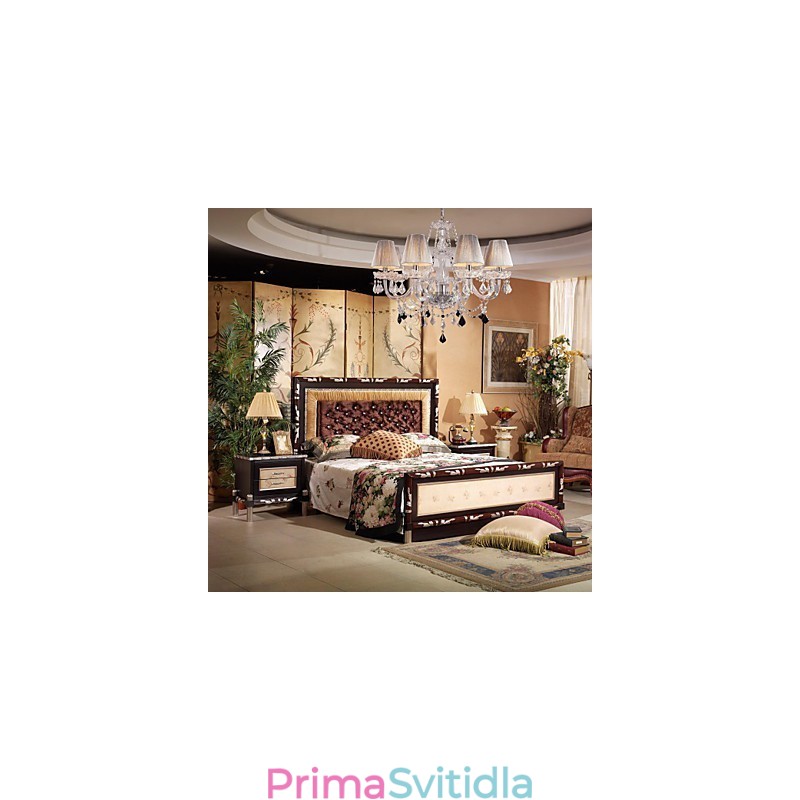Lustr Crystal Luxury Modern Living 8 světel s látkovým stínidlem