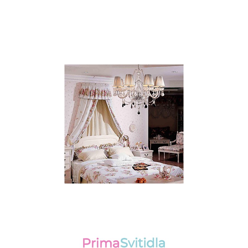 Lustr Crystal Luxury Modern Living 8 světel s látkovým stínidlem
