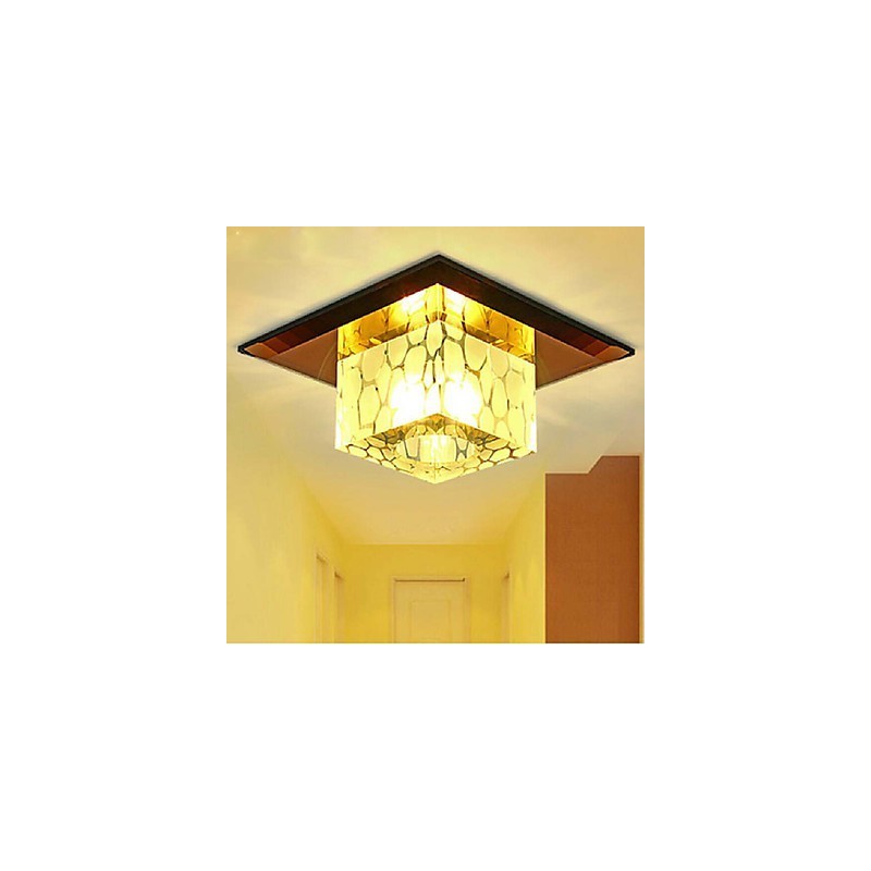 Mini křišťálové stropní svítidlo Bodové svítidlo 3W kreativní lampa Tubusové světlo Barevné čtvercové kopulovité světlo