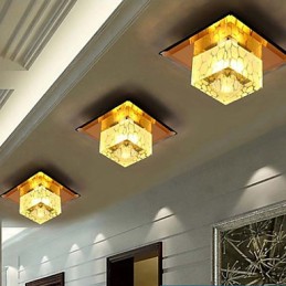 Mini křišťálové stropní svítidlo Bodové svítidlo 3W kreativní lampa Tubusové světlo Barevné čtvercové kopulovité světlo