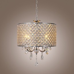 Drum Lustr Crystal Moderní 4 světla Závěsná lampa
