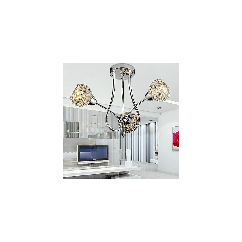 Moderní zapuštěný držák Shining 3 Light v křišťálovém designu