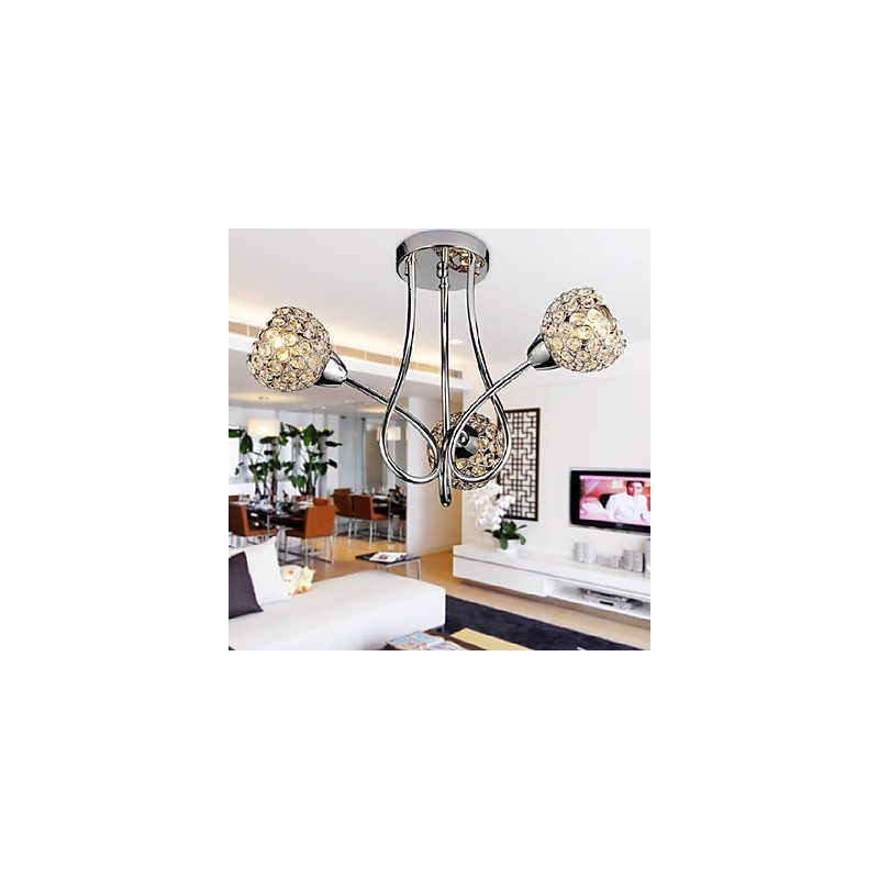 Moderní zapuštěný držák Shining 3 Light v křišťálovém designu
