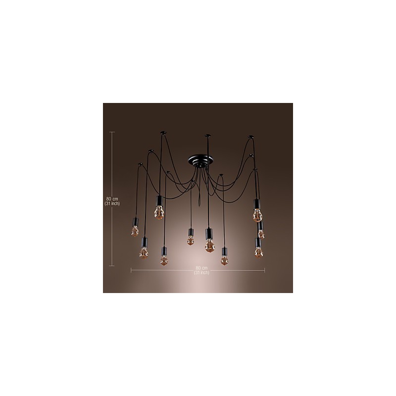 Lustr Vintage Design Žárovky zahrnuty Living 10 světel Závěsné světlo