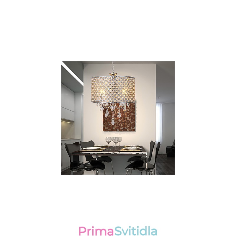 Drum Lustr Crystal Moderní 4 světla Závěsná lampa