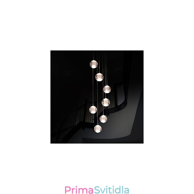 Moderní závěsné svítidlo Závěsná lampa G4 Retroifit 7 světel Chromovaný krystal na schodiště
