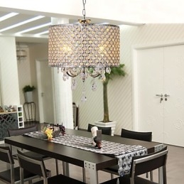 Drum Lustr Crystal Moderní 4 světla Závěsná lampa
