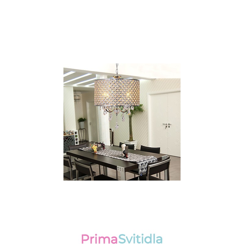 Drum Lustr Crystal Moderní 4 světla Závěsná lampa