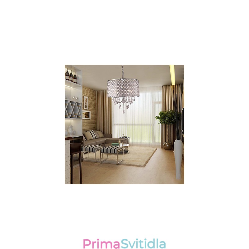 Drum Lustr Crystal Moderní 4 světla Závěsná lampa