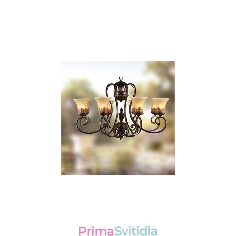 Lustrové závěsné svítidlo 8 světel Vintage Country Island Kov+sklo