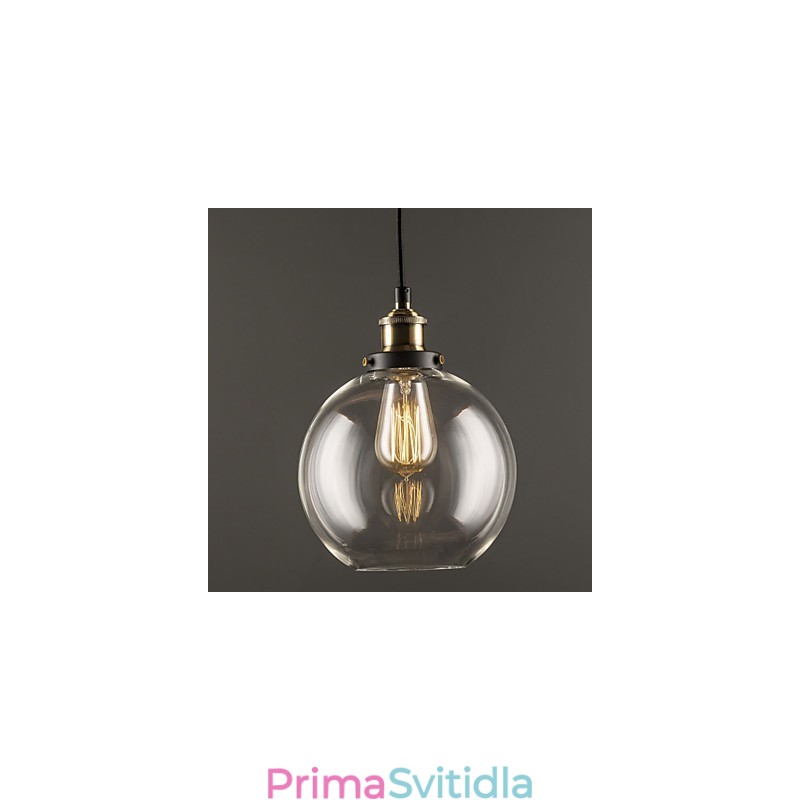 Závěsná lampa Industrial Factory Starožitná mosaz Jedno svítidlo Skleněné stínidlo Cafe Pendant Light