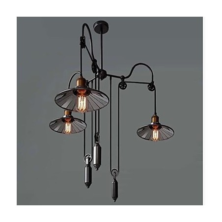Vintage Pully Pendant Light 3 Island Foyer Metal+ Galss vnitřní stínítko Vintage Pully Pendant Light 3 Island Foyer Metal+ Galss vnitřní stínítko