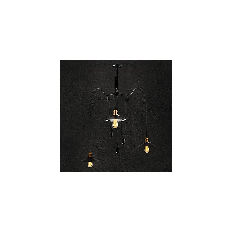 Vintage Pully Pendant Light 3 Island Foyer Metal+ Galss vnitřní stínítko