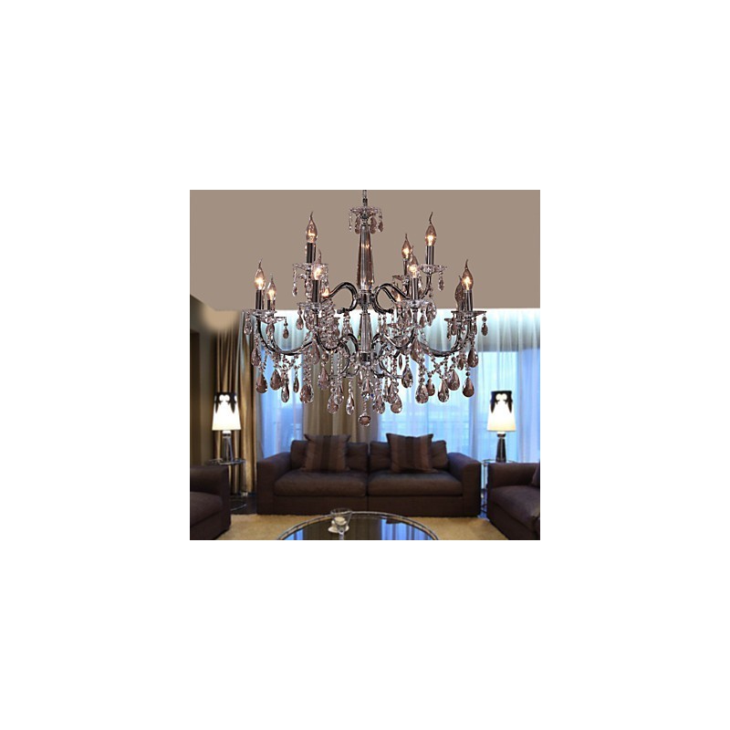 Křišťálový moderní lustr 2 Tiers Living 12 Lights