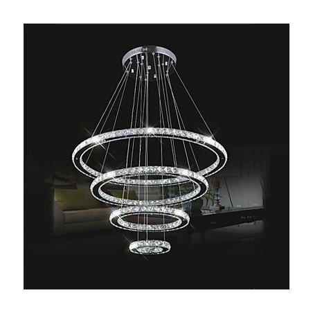 Křišťálové závěsné světlo Stropní osvětlení Čiré křišťálové kulaté 4 kroužky 40CM 60CM 80CM Zdrojová svítidla