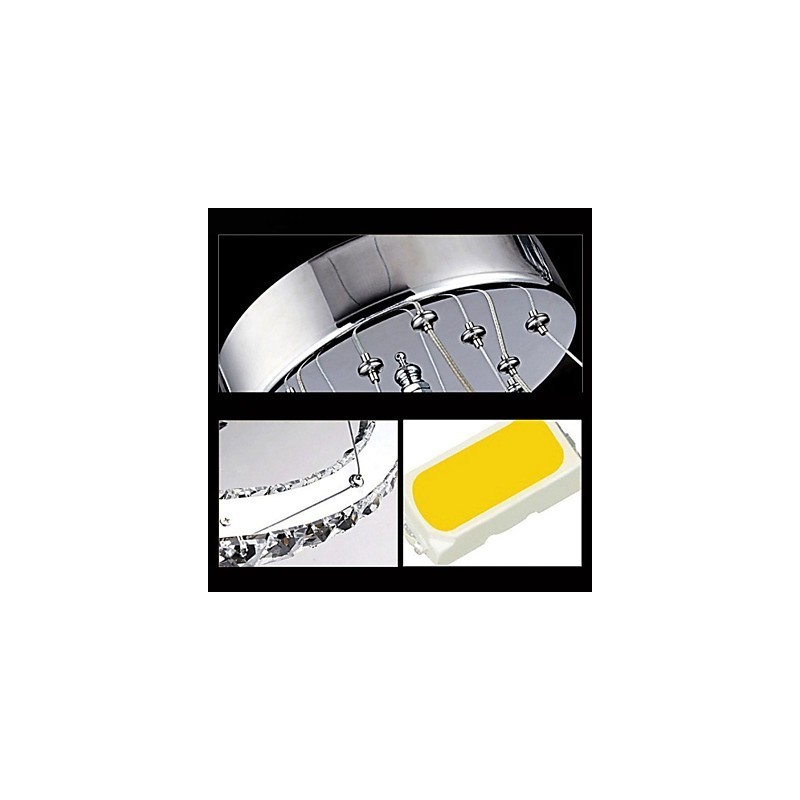 Křišťálové závěsné světlo Stropní osvětlení Čiré křišťálové kulaté 4 kroužky 40CM 60CM 80CM Zdrojová svítidla