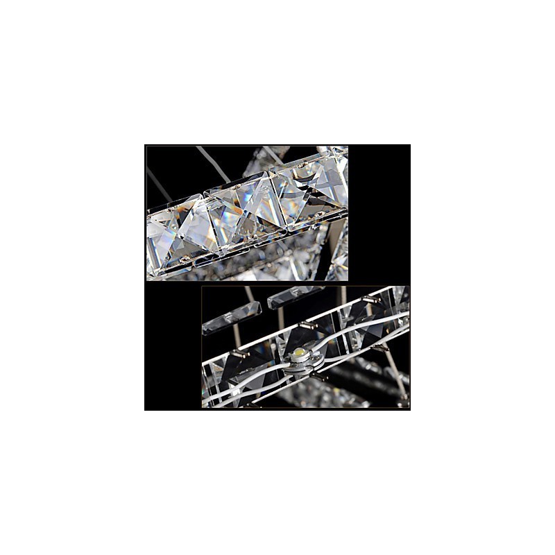 Křišťálové závěsné světlo Stropní osvětlení Čiré křišťálové kulaté 4 kroužky 40CM 60CM 80CM Zdrojová svítidla