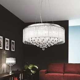 Moderní moderní bicí křišťálové závěsné svítidlo z chromu