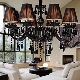 Lustr Luxury Modern Black Crystal Living 8 Lights
