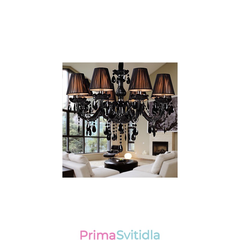 Lustr Luxury Modern Black Crystal Living 8 Lights