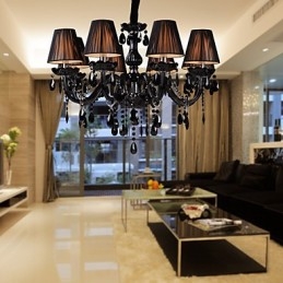 Lustr Luxury Modern Black Crystal Living 8 Lights